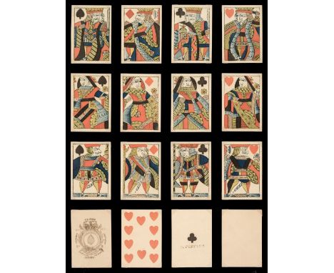 * English playing cards. Standard pattern type I, James Hardy, circa 1819, a complete deck of 52 stencil coloured woodblock p