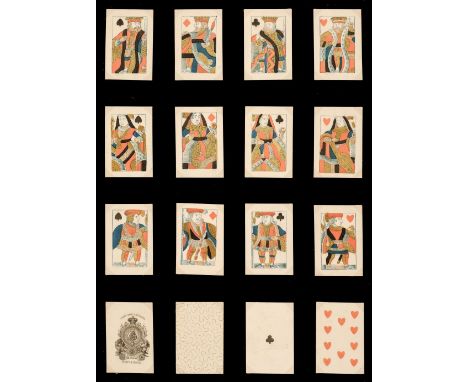 * English playing cards. Standard pattern HB5, Hunt &amp; Sons, circa 1830, a complete Piquet deck of 32 stencil coloured woo