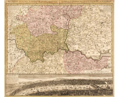 London. Homann (Johann Baptist, Heirs of), Regionis quae est circa Londinum specialis repraesentatio Geographica..., Ausfuhrl