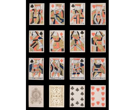* English playing cards. William IV Coronation deck, Reynolds &amp; Sons, 1831, the complete deck of 52 stencil coloured wood