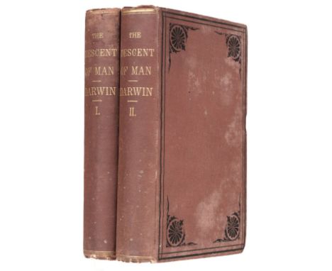 Darwin (Charles). The Descent of Man, and Selection in Relation to Sex, 2 volumes, 1st US edition, New York: D. Appleton and 