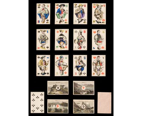 * Swiss playing cards. Swiss Canton Costumes, Diessenhofen: J. Müller, circa 1850, a complete deck of 52 stencil coloured eng