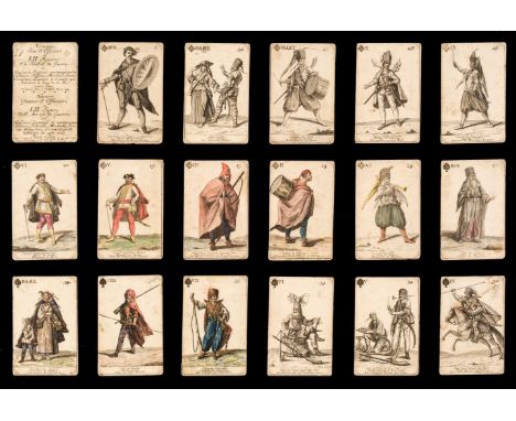 * Swiss playing cards. Nouveau Jeu d'Officiers, Geneva, Switzerland: Johann Rudolf Hauser, 1744, 41 (of 52, without: 8, 7, 6 