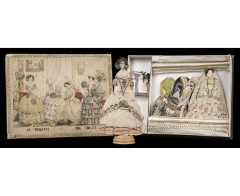 * Paper Doll Game. La Toilette The Toilet, Psyche, Paris: Narcon, circa 1850s, hand-coloured lithographs, comprising of a fig