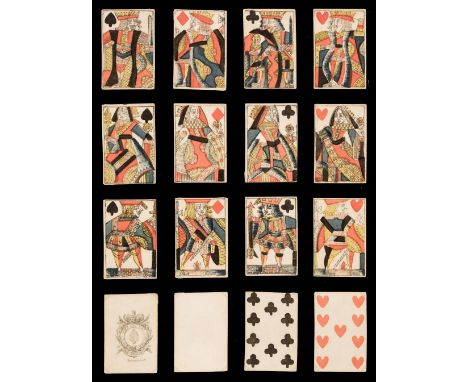 * English playing cards. Early standard pattern, Blanchard &amp; Co, circa 1769, a complete deck of 52 stencil coloured woodb