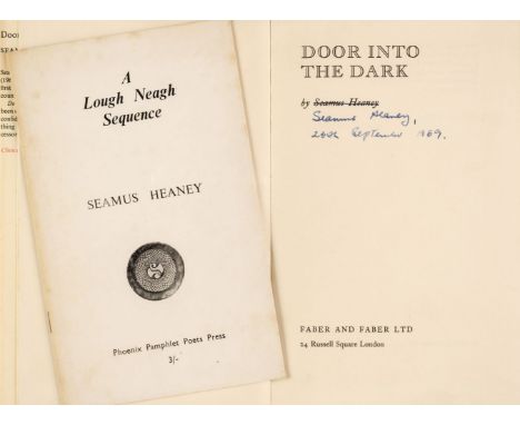 Heaney (Seamus). Door into the Dark, 1st edition, London: Faber &amp; Faber, 1969, signed and dated 20 September 1969 in blue