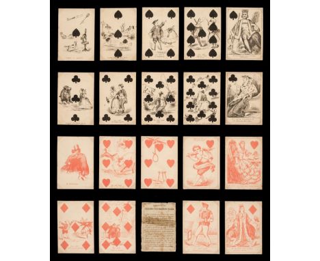 * English playing cards. Comic Fortune Telling Cards, Reynolds &amp; Sons, circa 1863, 50 (of 52, without 7 &amp; jack of spa