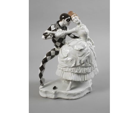 Rosenthal "Demaskiert"Entwurf Constantin Holzer-Defanti 1920, signiert, grüne Stempelmarke mit Zusatz Selb-Bavaria 1919-1926,