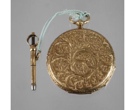 Schlüsseluhr Vacheron GoldSchweiz, um 1870, auf dem Staubdeckel gemarkt Vacheron á Geneve, fein guillochiertes 18 K-Goldgehäu