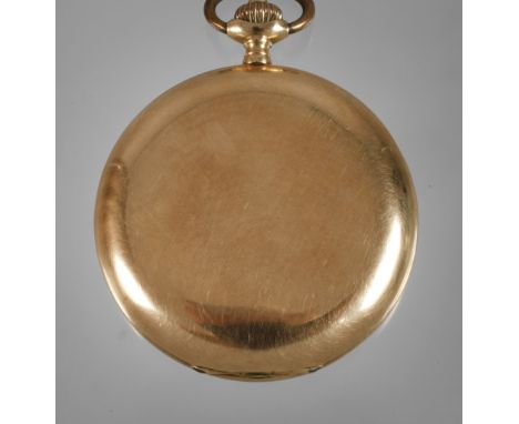 Goldsavonnetteum 1920, ungemarkt, Zweideckel-Goldgehäuse gestempelt 14 K, makelloses Emailleziffernblatt mit vertiefter Mitte