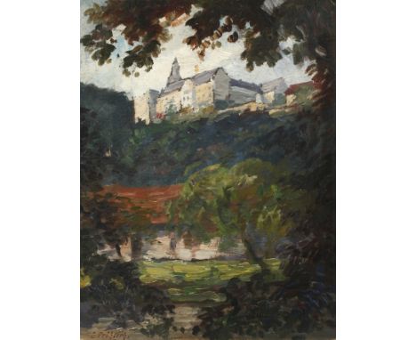 Emil Fröhlich, "Schloss Osterstein-Gera"Blick über die Weiße Elster auf das heute leider nicht mehr vorhandene Schloss der Re