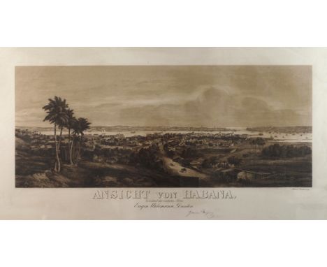 Ansicht von Havanna großformatige Panoramaansicht der am Atlantik gelegenen Hauptstadt von Kuba, unter der Darstellung betite