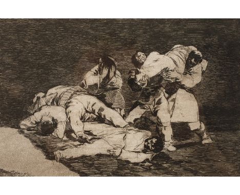 Francisco de Goya, "Será lo mismo"Männer, welche Leichen auftürmen, Blatt aus der Folge "Los Desastres de la Guerra", siehe W