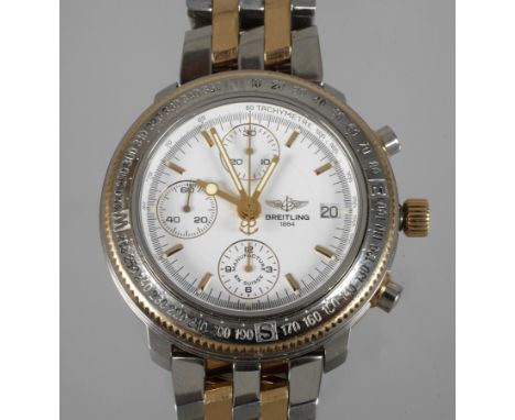 Herrenarmbanduhr Breitling AstromatSchweiz, um 1990, Breitling Astromat Longitude Chronograph, Ref. D 20405, Gehäuse und Armb