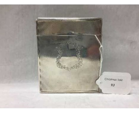 A silver cigar case, engine turned decoration, London 1847, 10.6 cm x 12.7 cm, 288g. CONDITION REPORT: Excellent quality and 