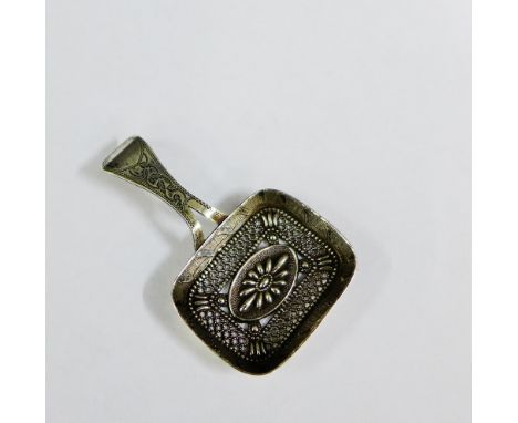 George III silver filigree caddy spoon, Cocks &amp; Bettridge, London 1809, 7cm