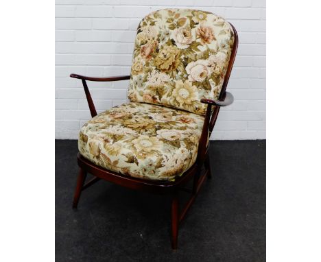 Ercol open armchair with spindle back, 90 x 72cm 