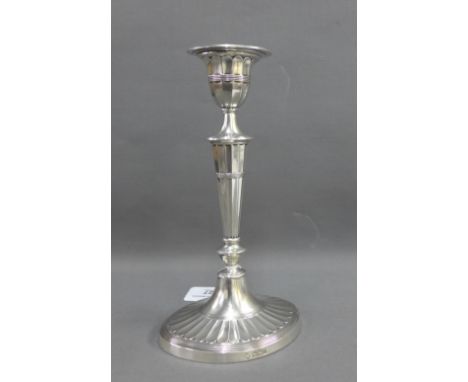 Edwardian silver Adam style candlestick, Sheffield 1909, 21.5cm high 