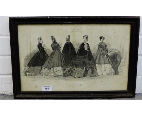 19th century French fashion print in a glazed frame