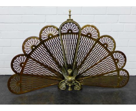 Brass Peacock fireguard, 64 x 94cm