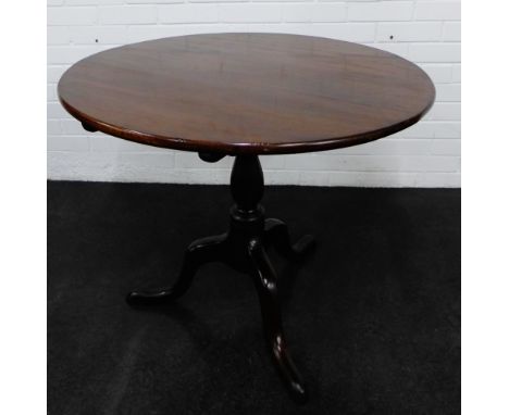 Georgian mahogany bird cage action tea table, with circular top, baluster column and tripod base, 75 x 88cm