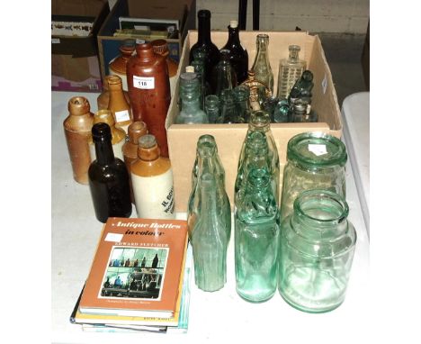 A stoneware 'Dorset Mineral Water Company, Poole' ginger beer bottle, another 'H Gould's Home Brewed Ginger Beer', four other