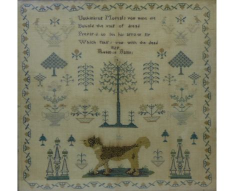 A George IV sampler, by Rebecca Baines, 1829