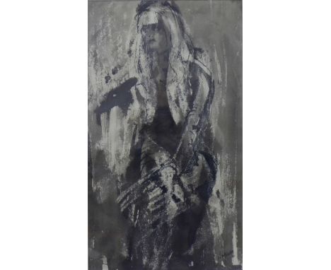 Coalville Barclay, portrait of a lady, mixed media, 45 x 26cms, framed