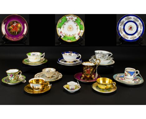 A Mixed Collection Of Vintage Teacups And Saucers Nine in total, varying ages and patterns, to include child's German hand pa