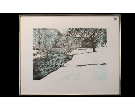 G Guery 'Gibson's Mill' Artist Signed Limited EditionPrint Polychrome print housed in contemporary brushed aluminium frame, p