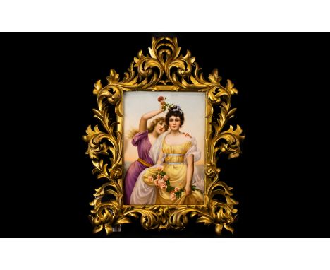 K.P.M Berlin - Large / Impressive 19th Century Polychrome Finely Painted Porcelain Plaque, Artist Signed by R. Dittrich. Titl