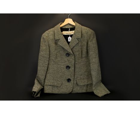 Christian Dior Vintage Wool Jacket Short jacket in monochrome striped wool blend with revere collar, three button fastening, 