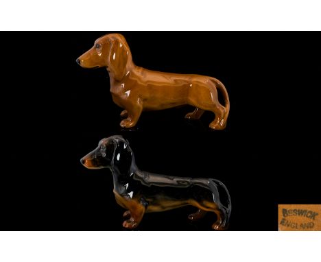 Beswick - Ceramic Dog Figures ( 2 ) In Total. Comprises 1/ Dachshund - Standing ( 2 ) Dogs - Model No 3013, Designer Alan Mas