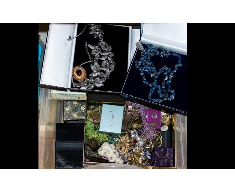 A Large Quantity Of Costume Jewellery A varied lot to include, boxed Wedgwood Egyptian torque necklace, silver hedgehog charm