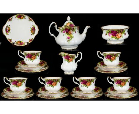 Royal Albert Old Country Roses Tea Service All in good condition, comprising six trio's milk jug, sugar bowl, cake plate and 