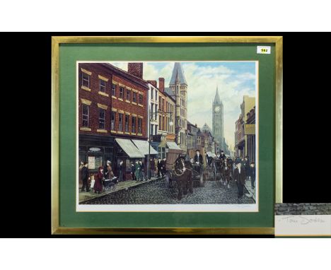 Tom Dodson Signed Print 'Fishergate Preston' Framed and mounted under glass, pencil signed to bottom left, publishers blindst