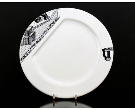 ETTORE SOTTSASS (ITALIAN, 1907-2007) FOR MEMPHIS, MILAN, a plate, printed with architectural designs, 22cm diameterCondition 