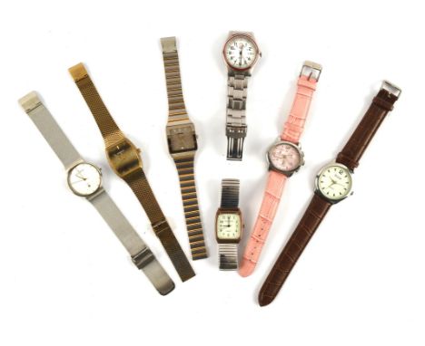 A group of Ladies and Gentleman's Quartz fashion watches by Swiss Army, Rado, Emporio Armani and 3 others.Condition Report:  