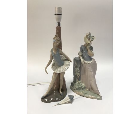 A Lladro figure and a Nao table lamp