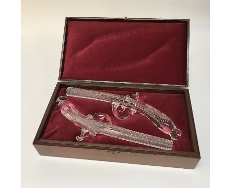 A pair of Georgian Crystal of Tutbury Limited glass pistols