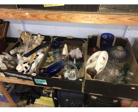 Shelf of assorted including glassware etc