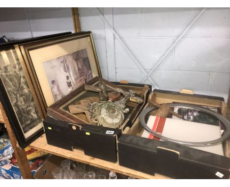Four William Russell Flint prints, engraving of a Viaduct, Rolls Royce Silver Cloud I Parts Manuals and pre war Rolls Royce t