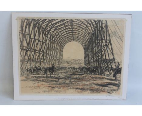 MUIRHEAD BONE - COLOURED LITHOGRAPH 'A Stable on The Western Front 1918'