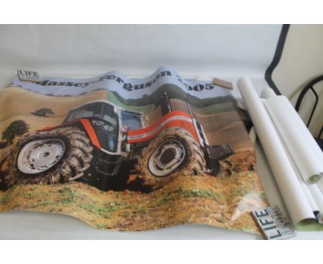 MASSEY FERGUSON 8 ORIGINAL TRACTOR ADVERTISING POSTERS, various types to include MF 300, MF 2005, MF 8280 extra, and MF 3000,