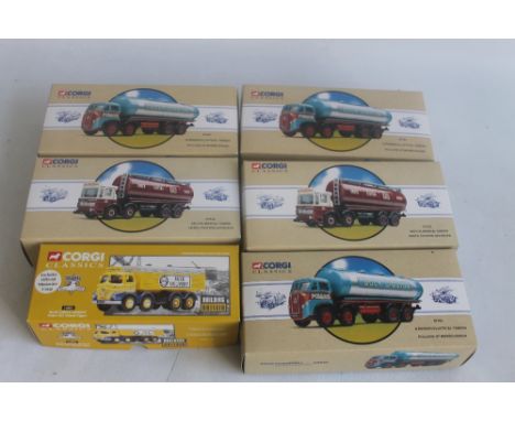 SIX BOXED CORGI CLASSICS ROAD TRANSPORT DIECAST VEHICLES to include 97162 Atkinson Elliptical Tanker "Pollock of Musselx 3rgh