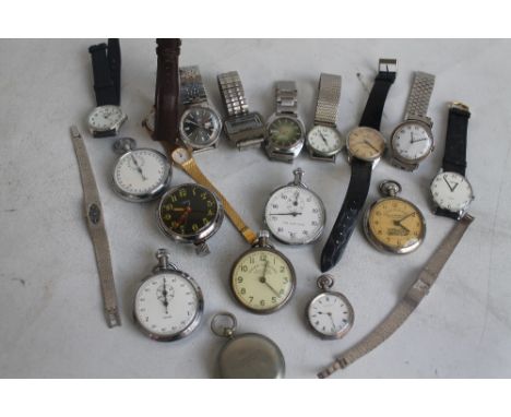 A BOX OF ASSORTED WRIST AND POCKET WATCHES, to include a Smith's Imperial, Smith's Astral etc
