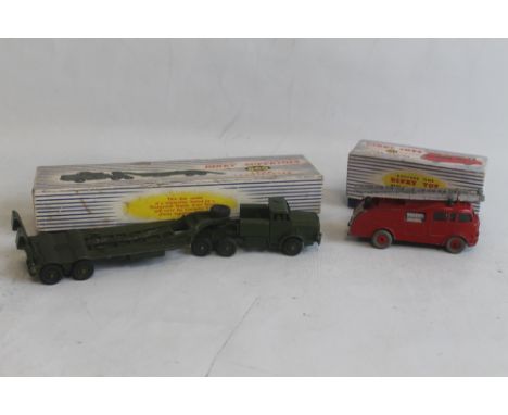 A BOXED DINKY 660 TANK TRANSPORTER, together with a boxed Dinky 555 Fire Engine with extending ladder