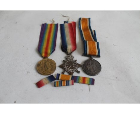 A WWI 1914/15 STAR MEDAL TRIO, named to 13796 L/Cpl (Cpl on BWM &amp; Victory) G. H. Bentley R. S. Fus.