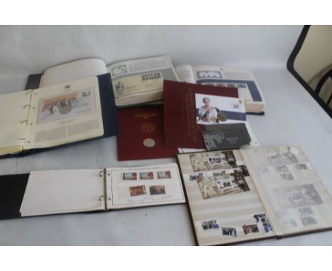 A COLLECTION OF ROYAL FAMILY RELATED BRITISH AND WORLDWIDE STAMP ALBUMS to include Postal Heritage Society Queen Elizabeth II