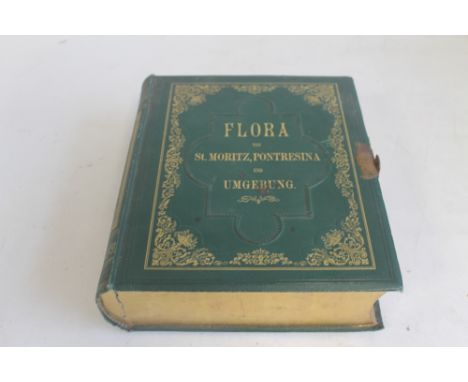 FLORA VON ST. MORITZ, PONTRESINA UND UMGEBUNG, a book box containing floral samples of Switzerland, 100 dried samples mounted